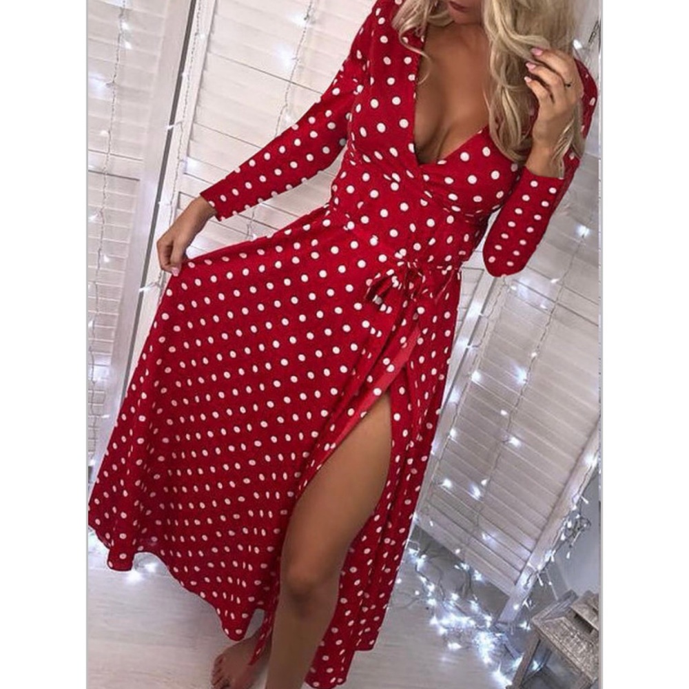 Gorgeous red & white polka dotted maxi dress